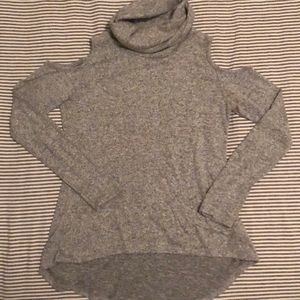Long sleeve cowl neck cold shoulder sweater